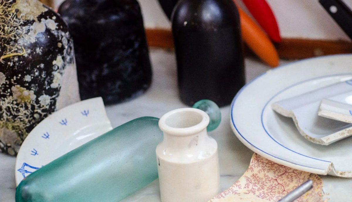 Historic bottles and pottery artifacts found at Salt Island in the British Virgin Islands dating back to the 1600s